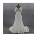 Free Shipping White Scoop Vestidos De Novia Floor Length A Line Long Sleeve Lace Wedding Dresses